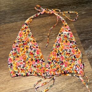Roxy Floral Bikini Top - Pink and Orange